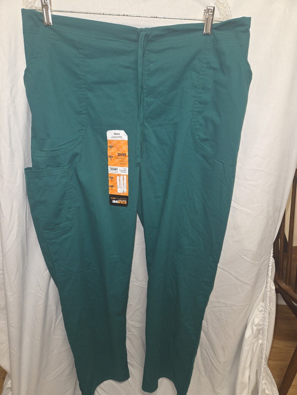 ScrubStar Women's Green Large Scrub Pants Elastic & Drawstring Waist Cargo Pocke